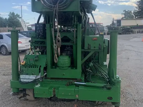 Drill rig on site for a deep anode groundbed installation